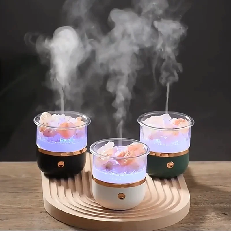 Himalayan Salt Lamp Diffuser with Colorful LED Lights and Ultrasonic Humidifier