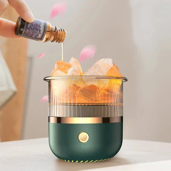 Himalayan Salt Lamp Diffuser with Colorful LED Lights and Ultrasonic Humidifier