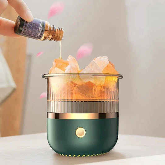 Himalayan Salt Lamp Diffuser with Colorful LED Lights and Ultrasonic Humidifier