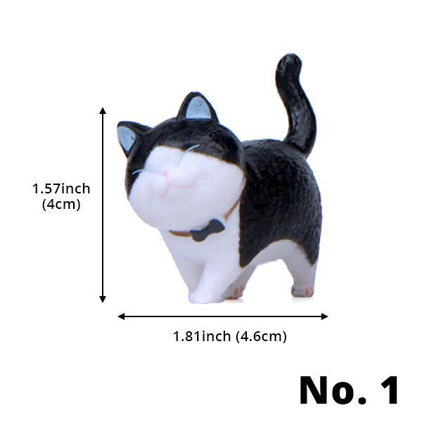 Miniature Walking Cat Figures with Rotating Heads - 9 Designs