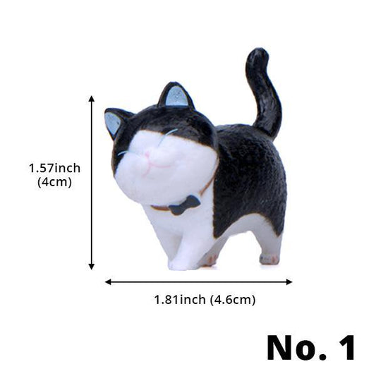 Miniature Walking Cat Figures with Rotating Heads - 9 Designs