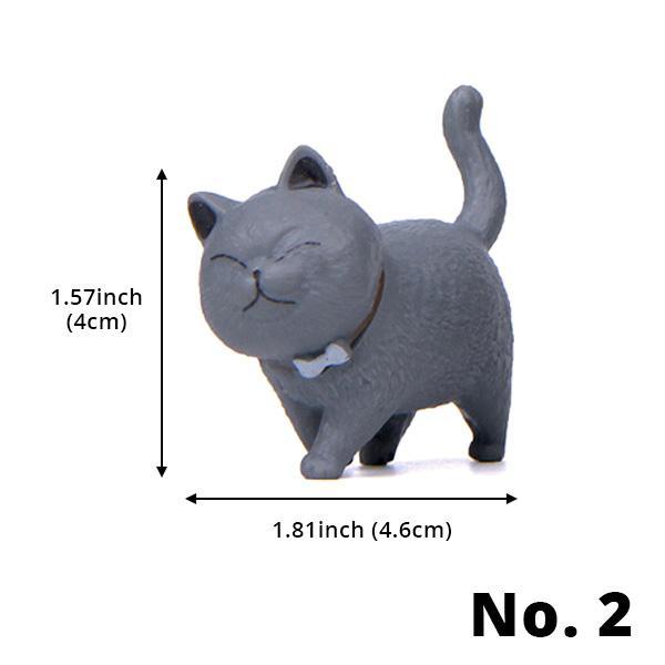 Miniature Walking Cat Figures with Rotating Heads - 9 Designs