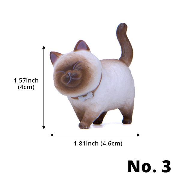 Miniature Walking Cat Figures with Rotating Heads - 9 Designs