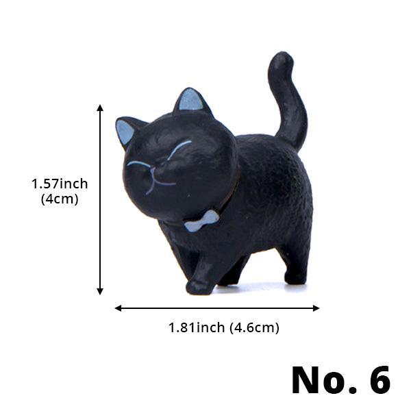 Miniature Walking Cat Figures with Rotating Heads - 9 Designs