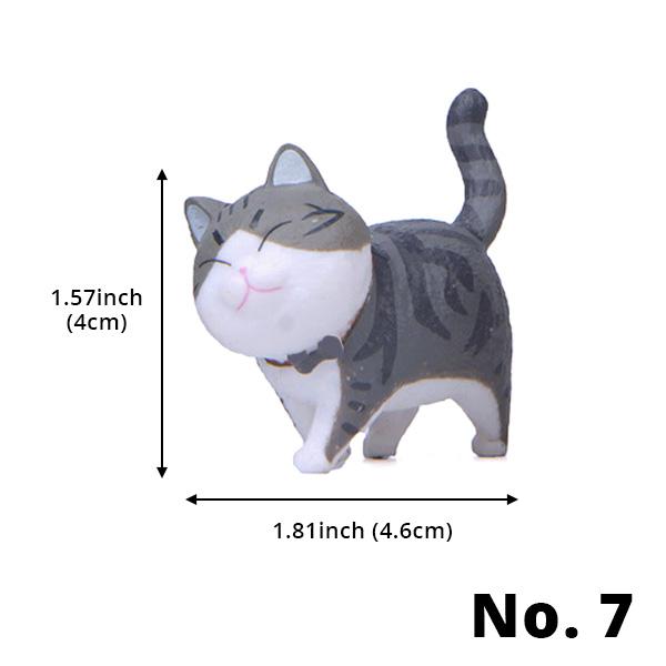 Miniature Walking Cat Figures with Rotating Heads - 9 Designs