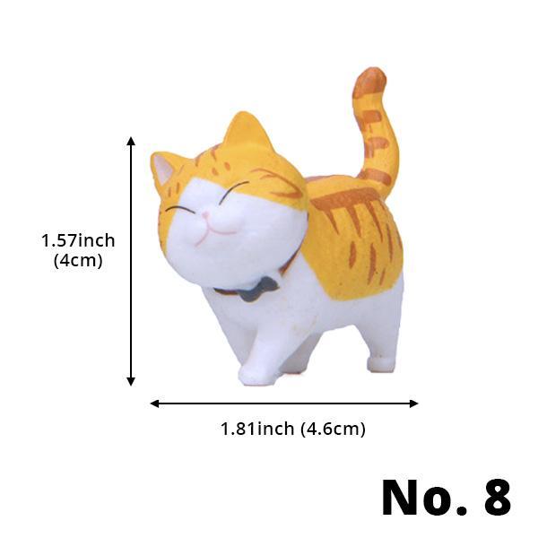 Miniature Walking Cat Figures with Rotating Heads - 9 Designs