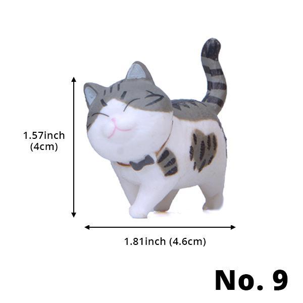 Miniature Walking Cat Figures with Rotating Heads - 9 Designs