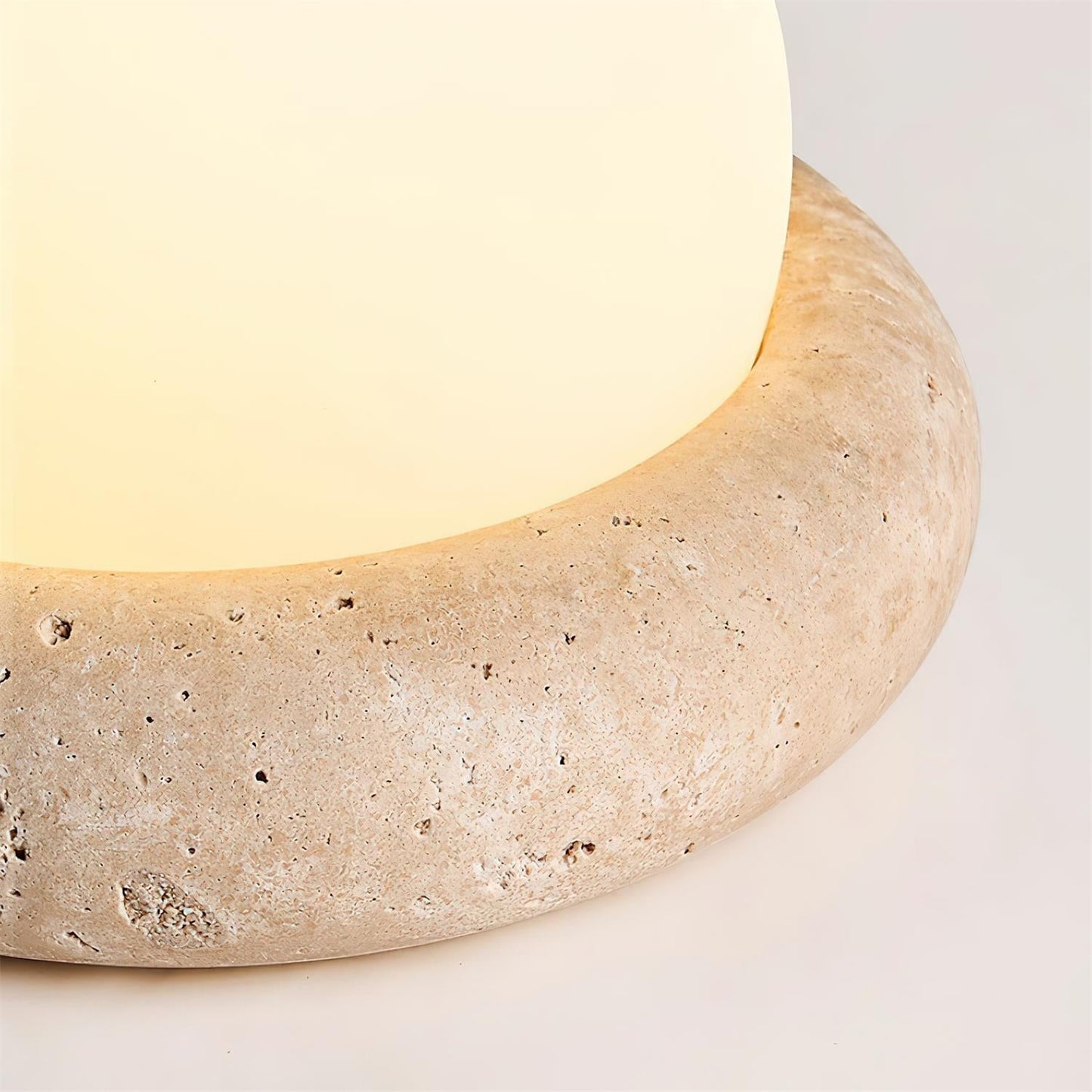 Travertine Table Lamp with LED Light