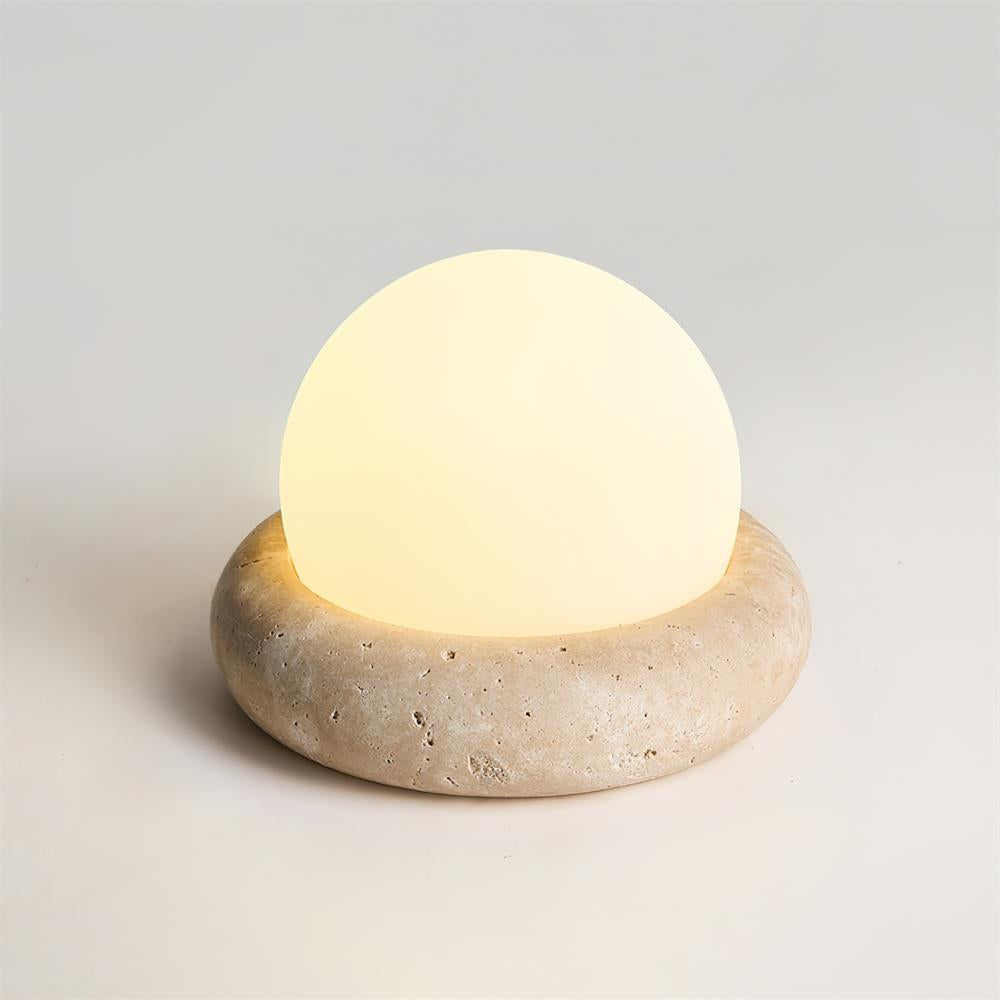 Travertine Table Lamp with LED Light