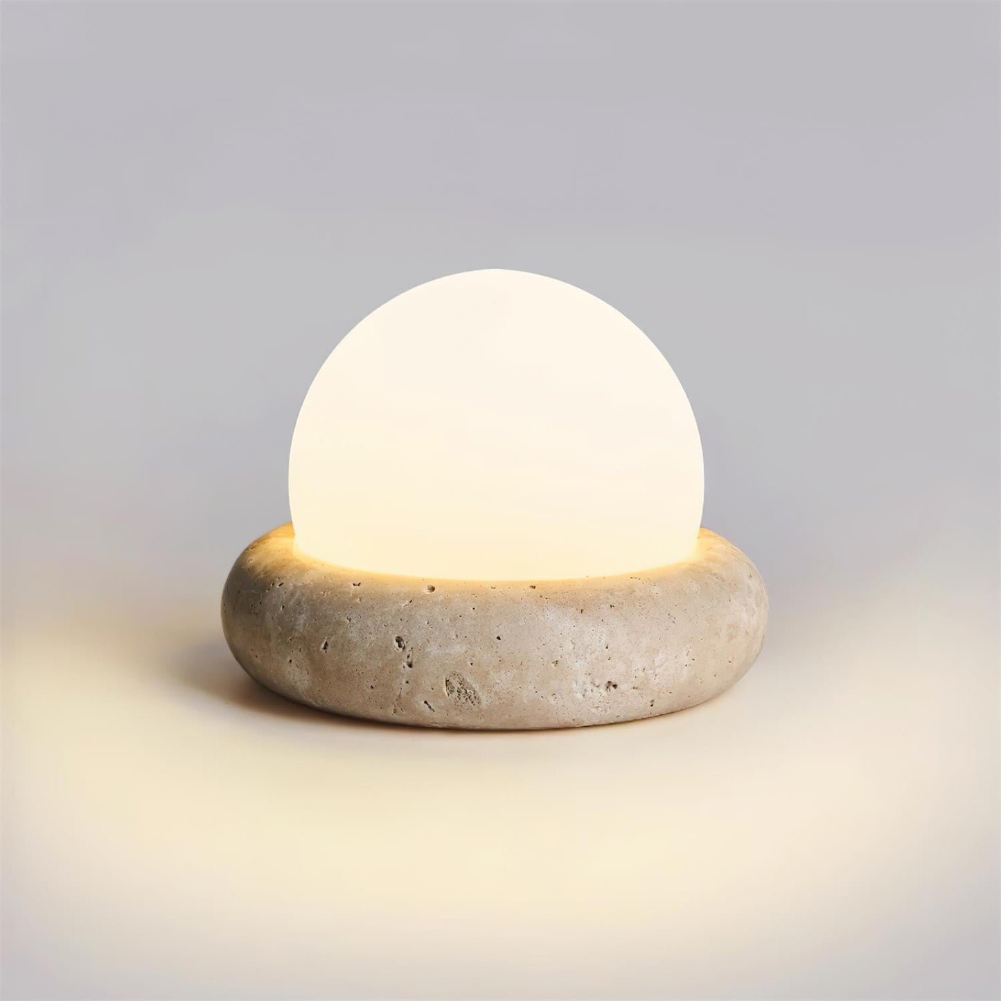 Travertine Table Lamp with LED Light
