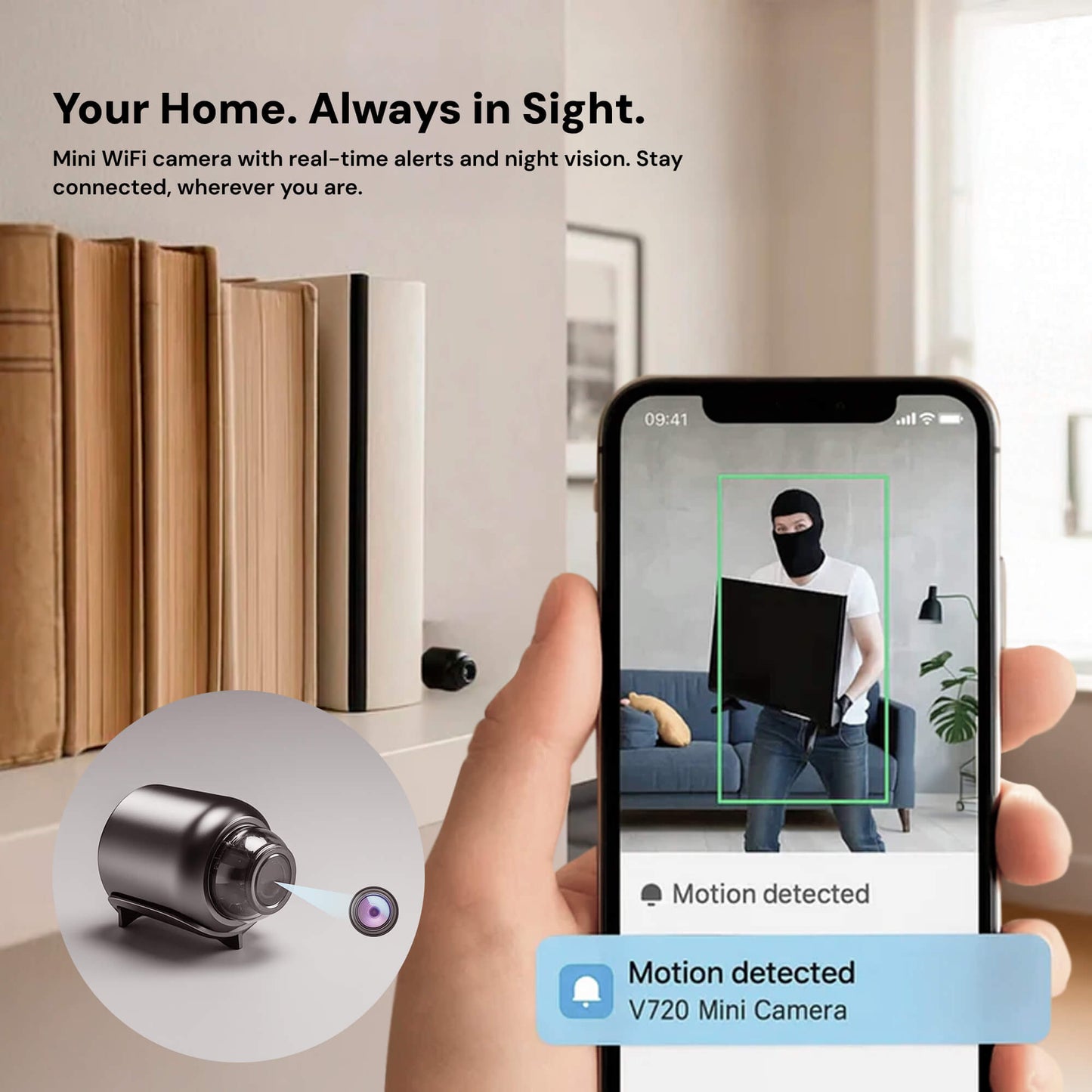 Mini Wireless Hidden Camera with 1080P Video and Night Vision