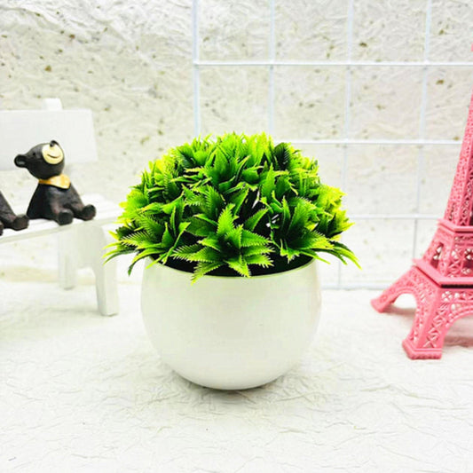 Artificial Boxwood Bonsai in White Pot