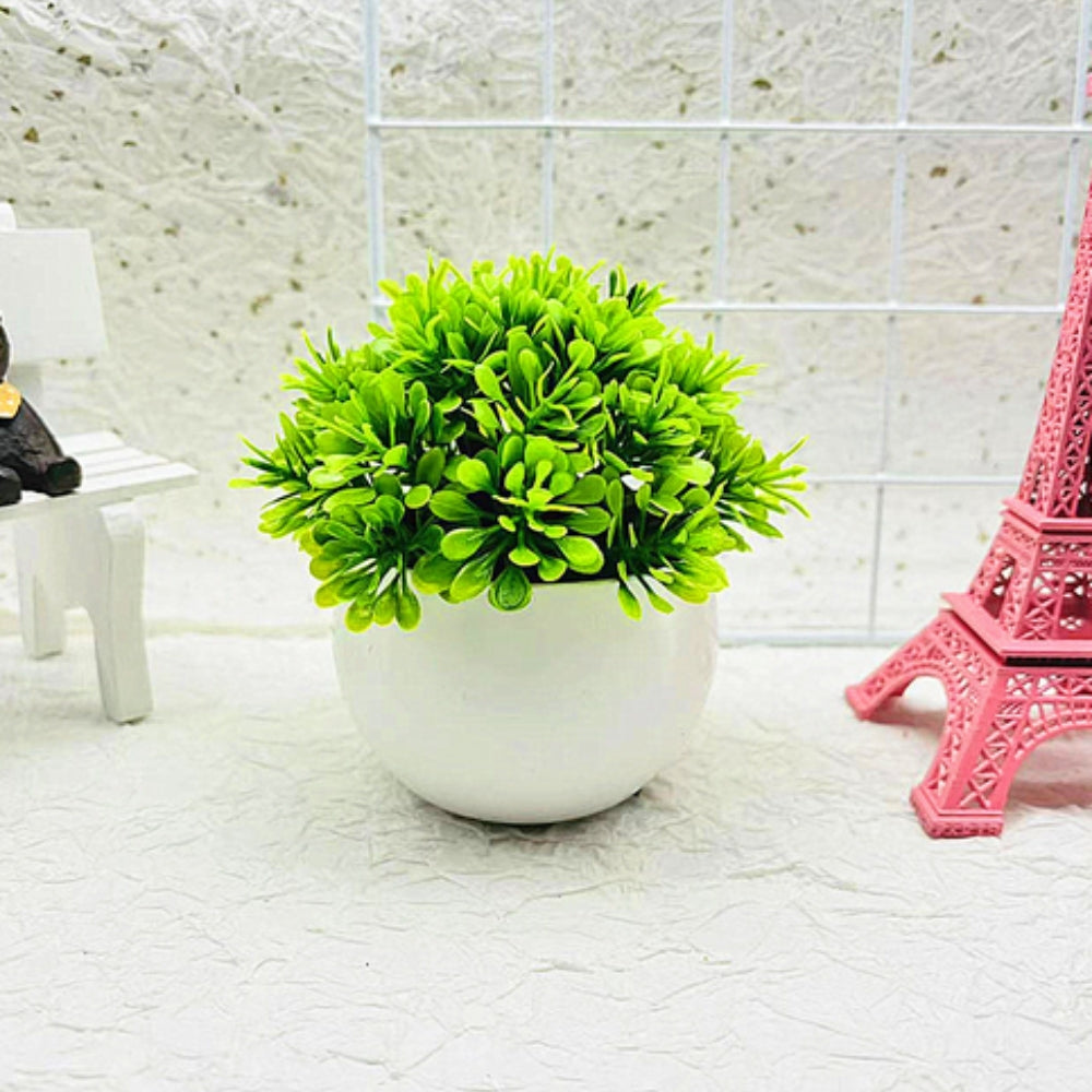 Artificial Boxwood Bonsai in White Pot