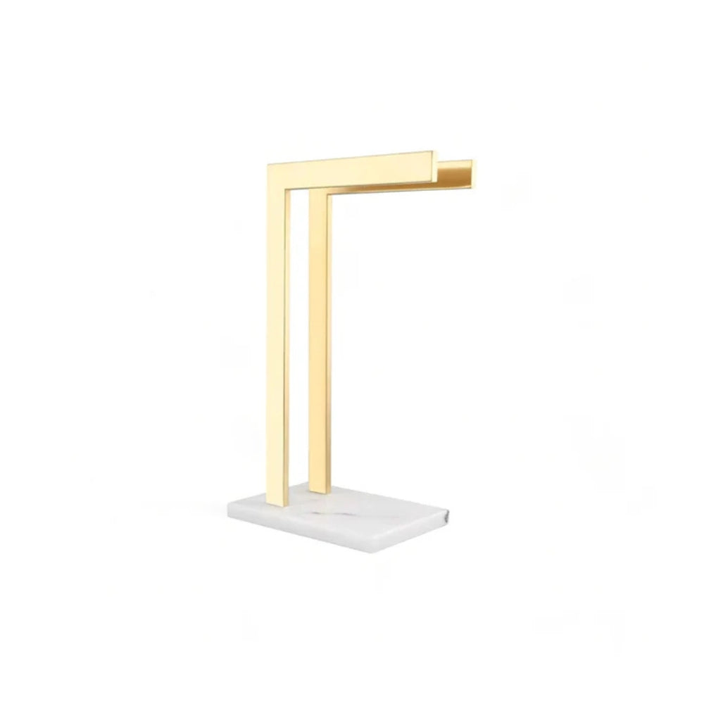 Double Towel Rack with Marble Base and Stainless Steel Frame