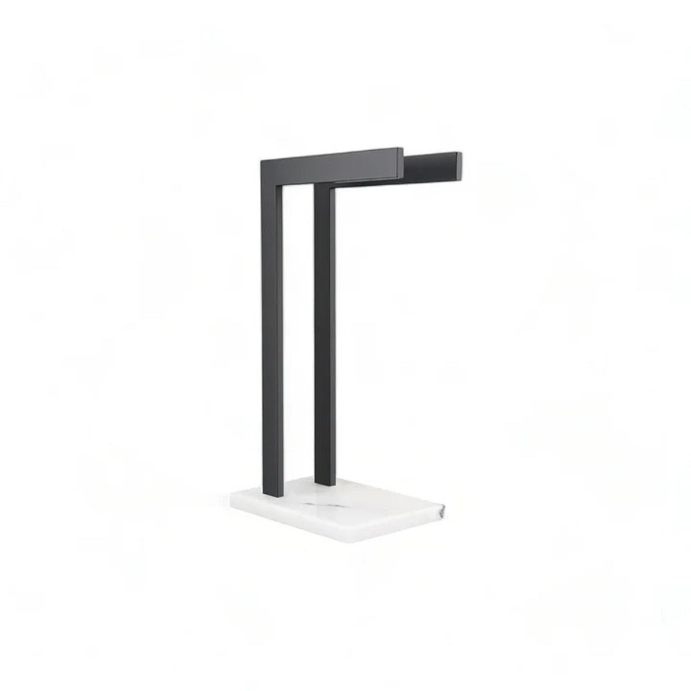 Double Towel Rack with Marble Base and Stainless Steel Frame