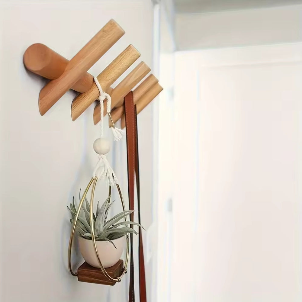Nordic Style Wooden Wall Organizer for Coats and Hats