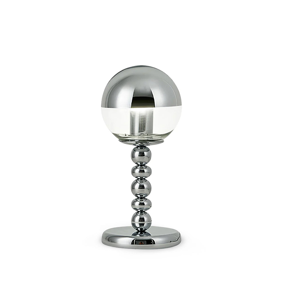 Minimalist Chrome Table Lamp with Glass Shade