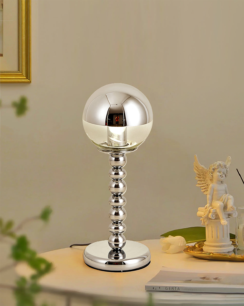 Minimalist Chrome Table Lamp with Glass Shade