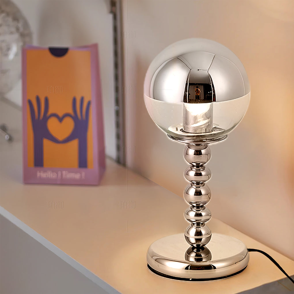 Minimalist Chrome Table Lamp with Glass Shade