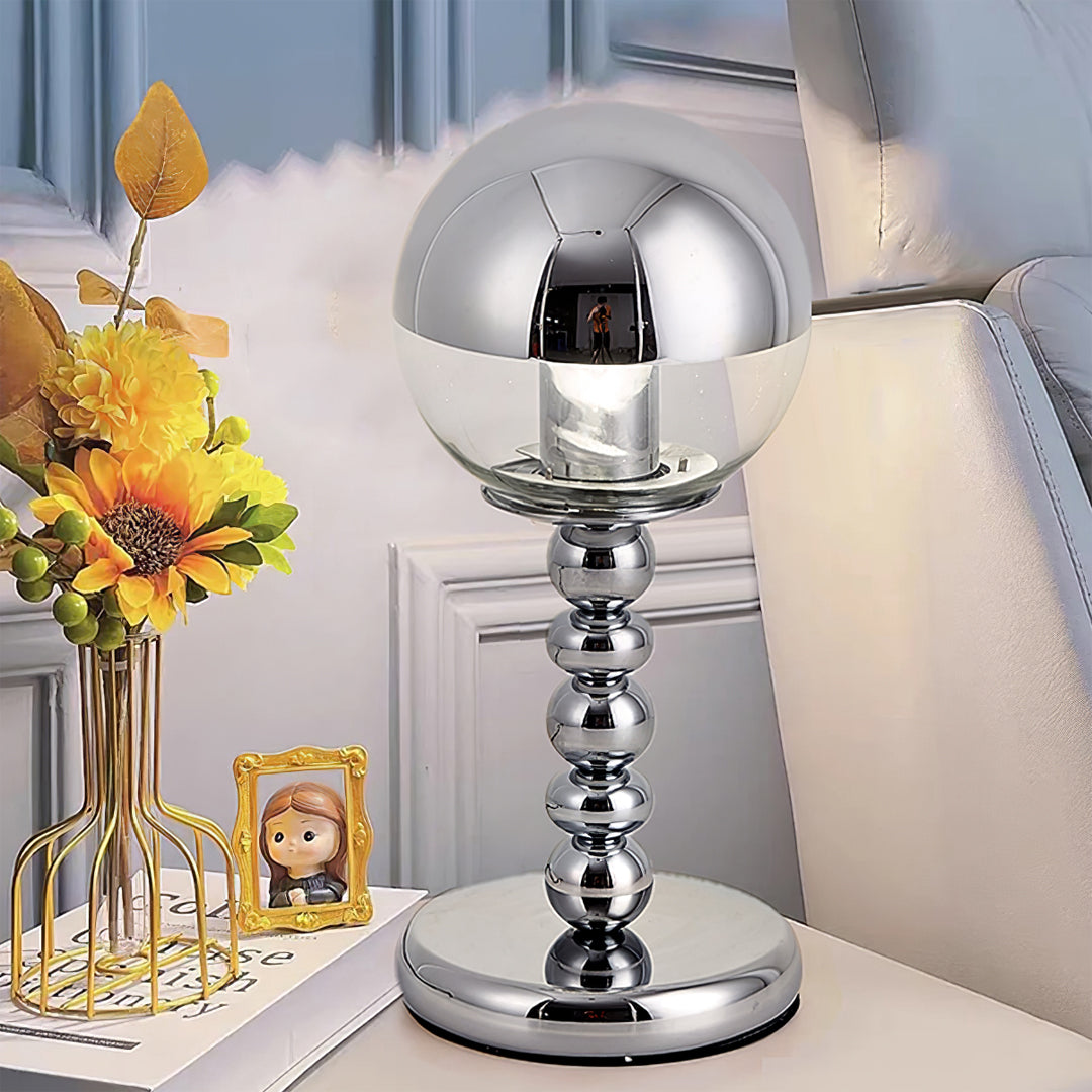 Minimalist Chrome Table Lamp with Glass Shade