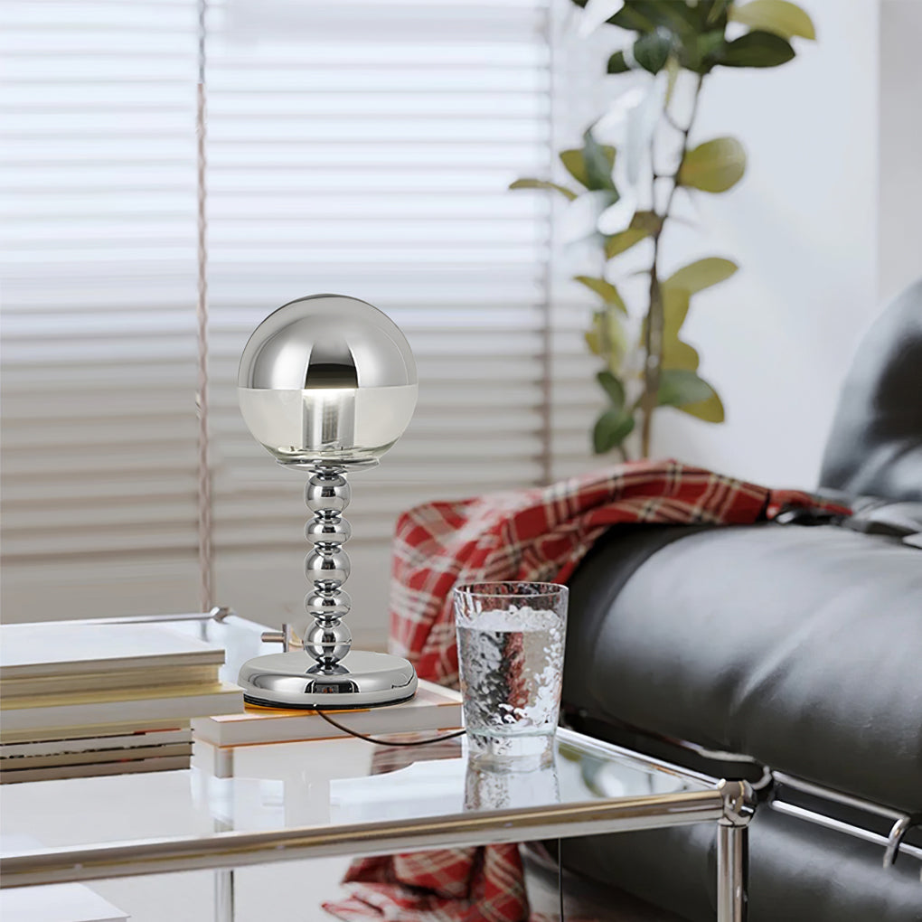 Minimalist Chrome Table Lamp with Glass Shade