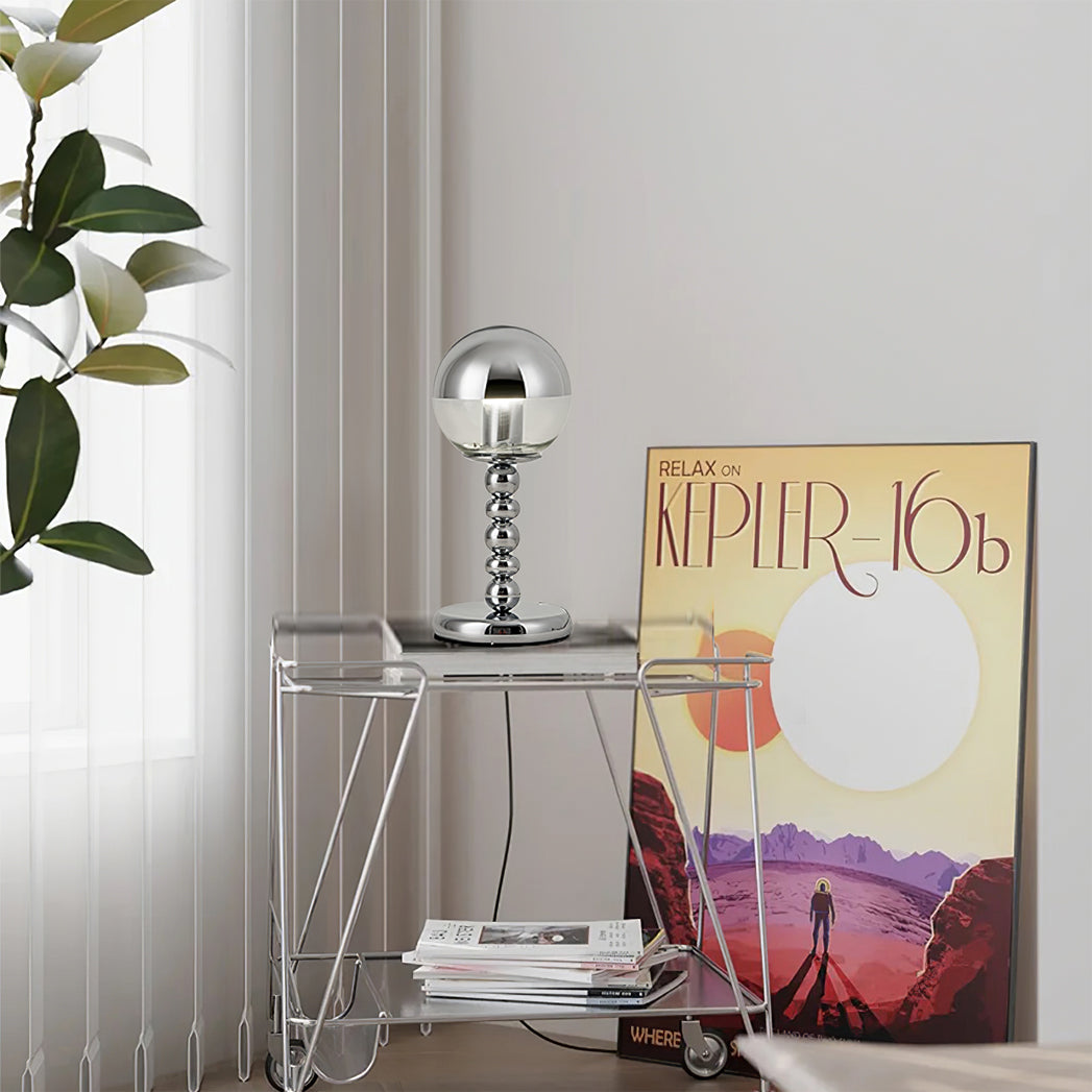 Minimalist Chrome Table Lamp with Glass Shade