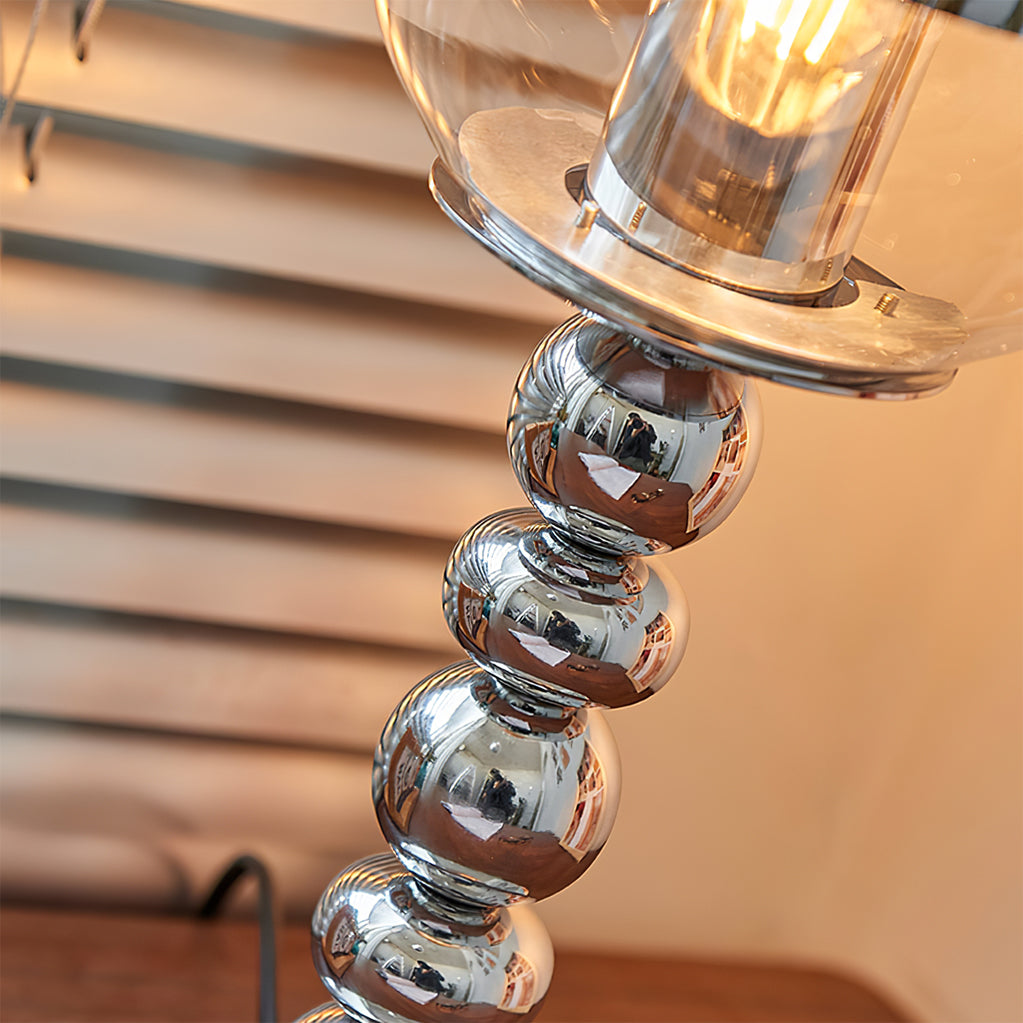 Minimalist Chrome Table Lamp with Glass Shade