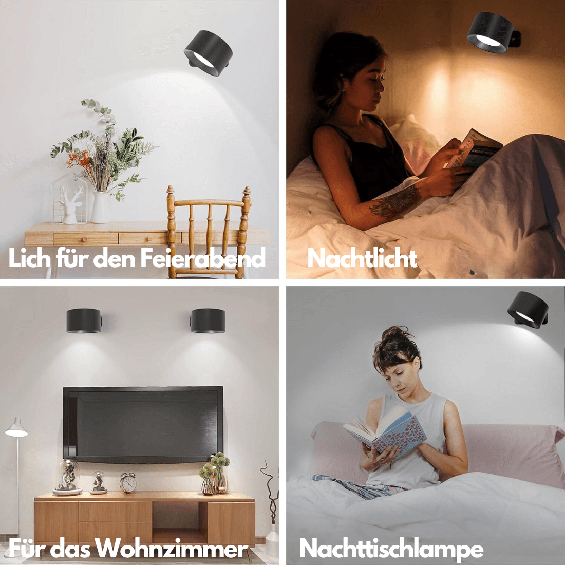 360° Adjustable Wireless Rechargeable Wall Light with USB Charging