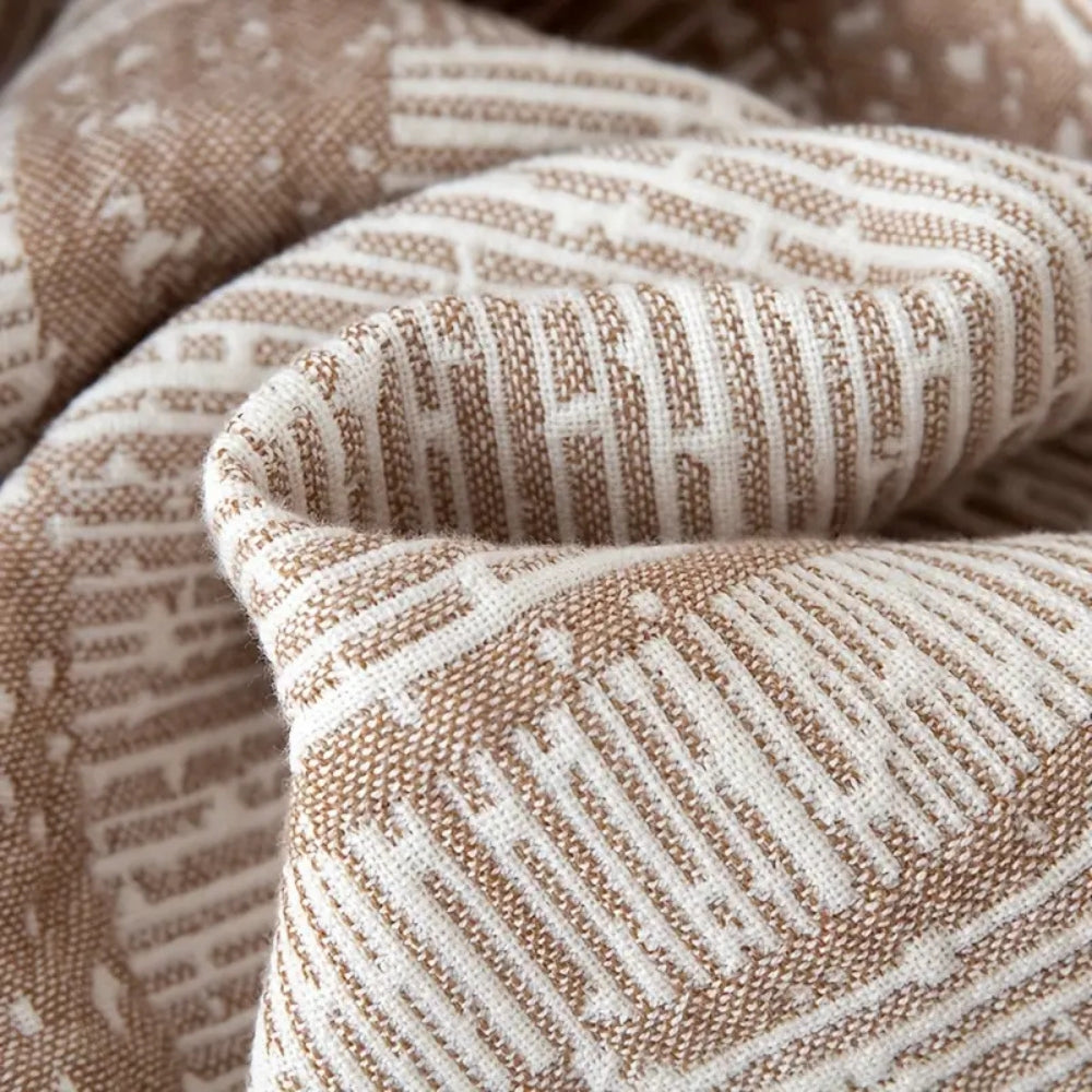 Geometric Cotton Blanket in Mixed Tones