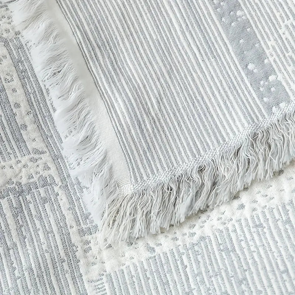 Geometric Cotton Blanket in Mixed Tones