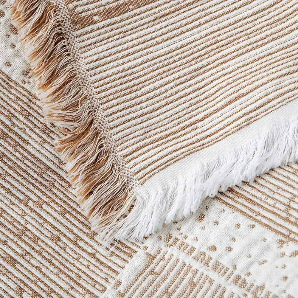 Geometric Cotton Blanket in Mixed Tones