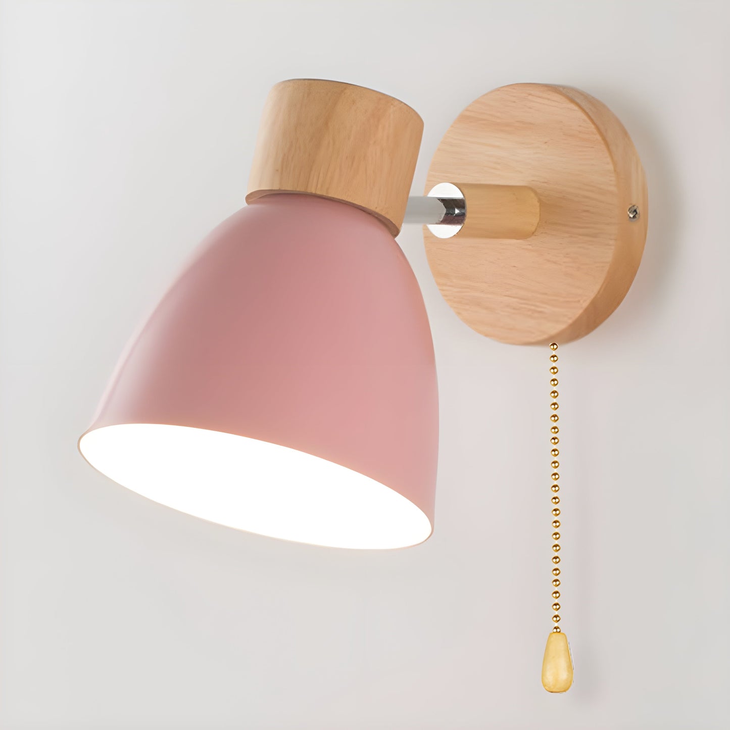 Wooden Nordic Wall Lamp with Adjustable Head and Integrated Switch