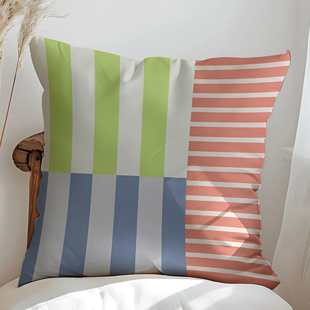 Striped Microfiber Cushion Cover with Invisible Zipper