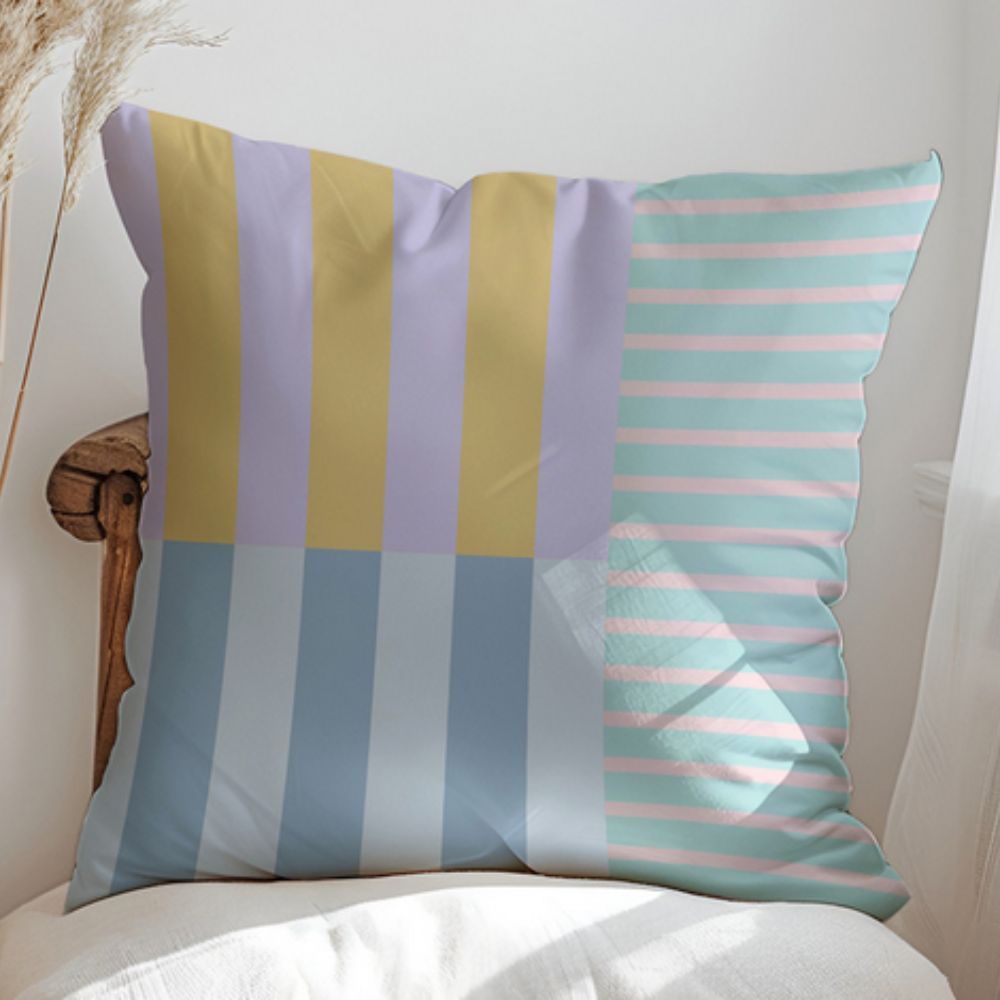 Striped Microfiber Cushion Cover with Invisible Zipper