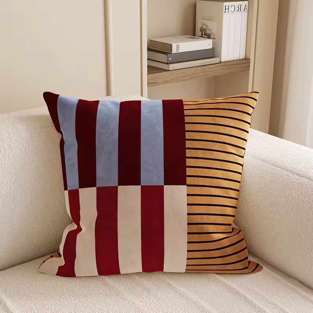 Striped Microfiber Cushion Cover with Invisible Zipper