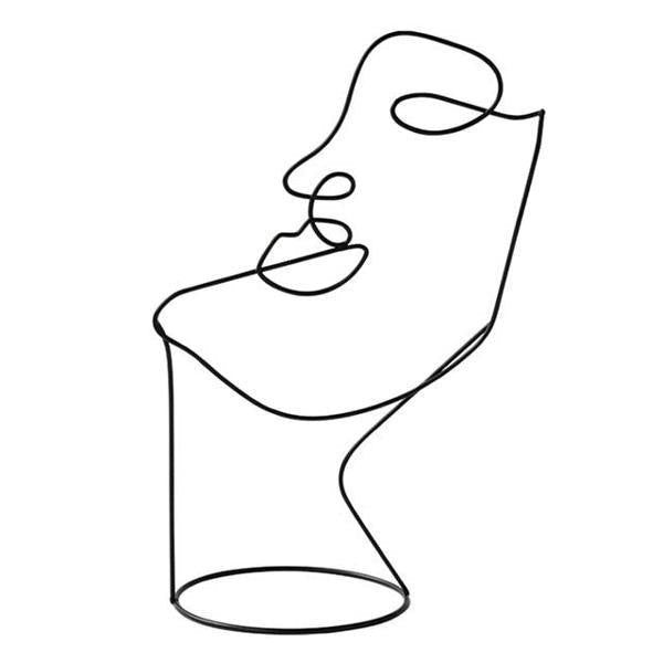 Modern Abstract Iron Face Sculpture for Home Decor