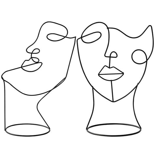 Modern Abstract Iron Face Sculpture for Home Decor