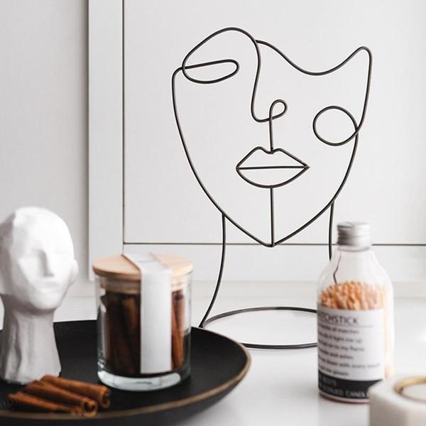 Modern Abstract Iron Face Sculpture for Home Decor