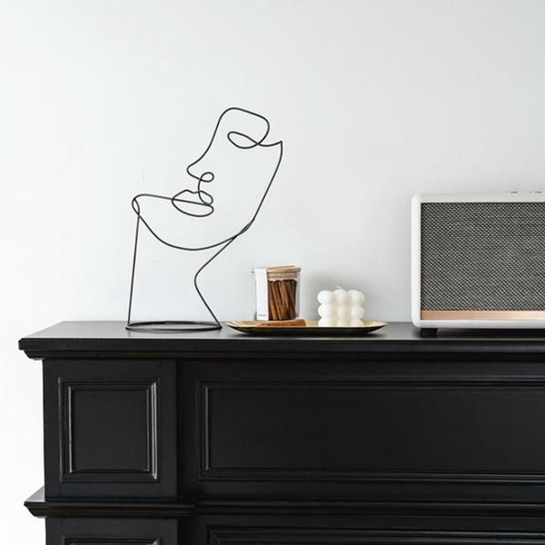 Modern Abstract Iron Face Sculpture for Home Decor