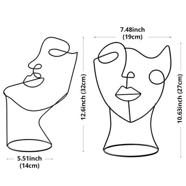 Modern Abstract Iron Face Sculpture for Home Decor