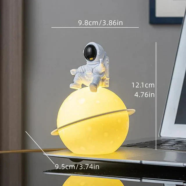 Astronaut Sculpture with Planet Night Light - Eco-Friendly PVC & ABS