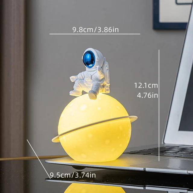 Astronaut Sculpture with Planet Night Light - Eco-Friendly PVC & ABS
