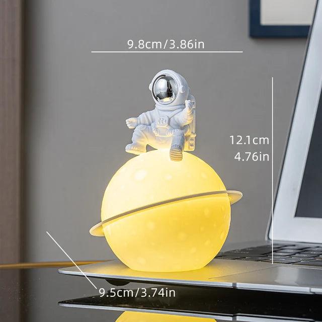 Astronaut Sculpture with Planet Night Light - Eco-Friendly PVC & ABS