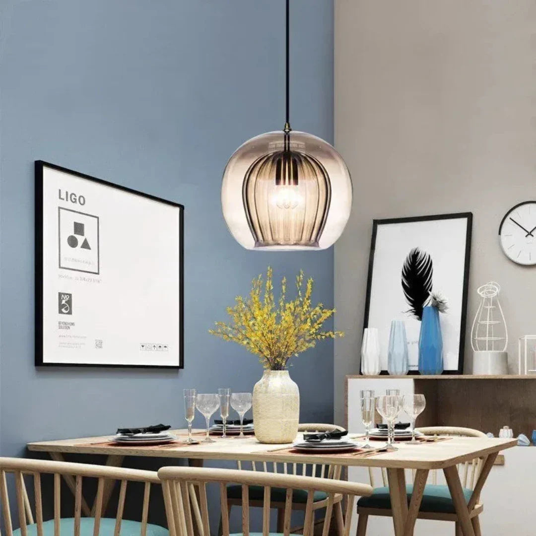 Modern Glass Pendant Light with Adjustable Height