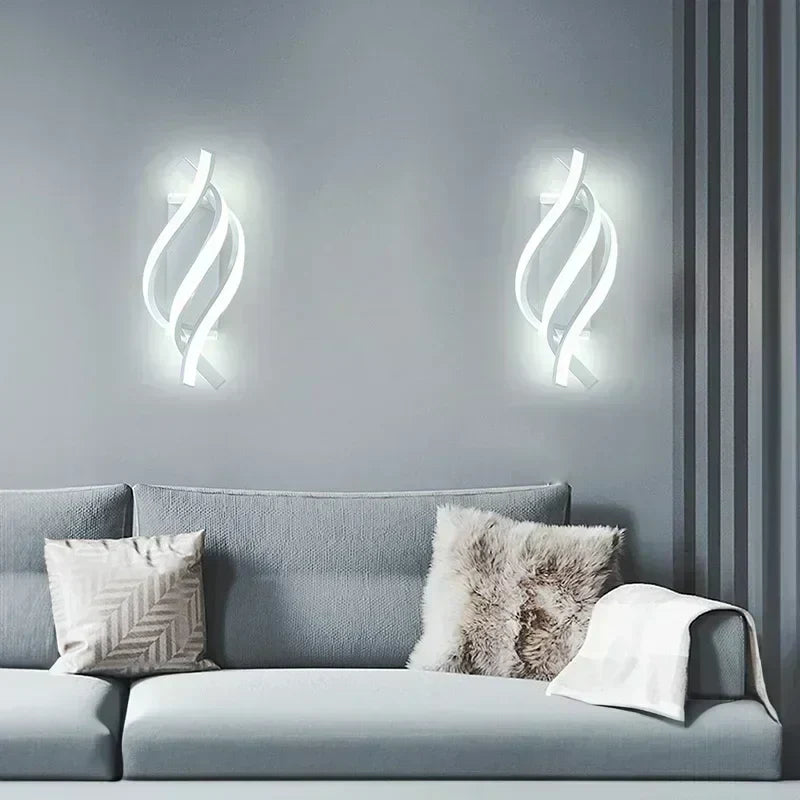 Spiral Wall Light with Warm Ambient Illumination