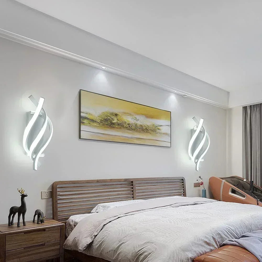 Spiral Wall Light with Warm Ambient Illumination
