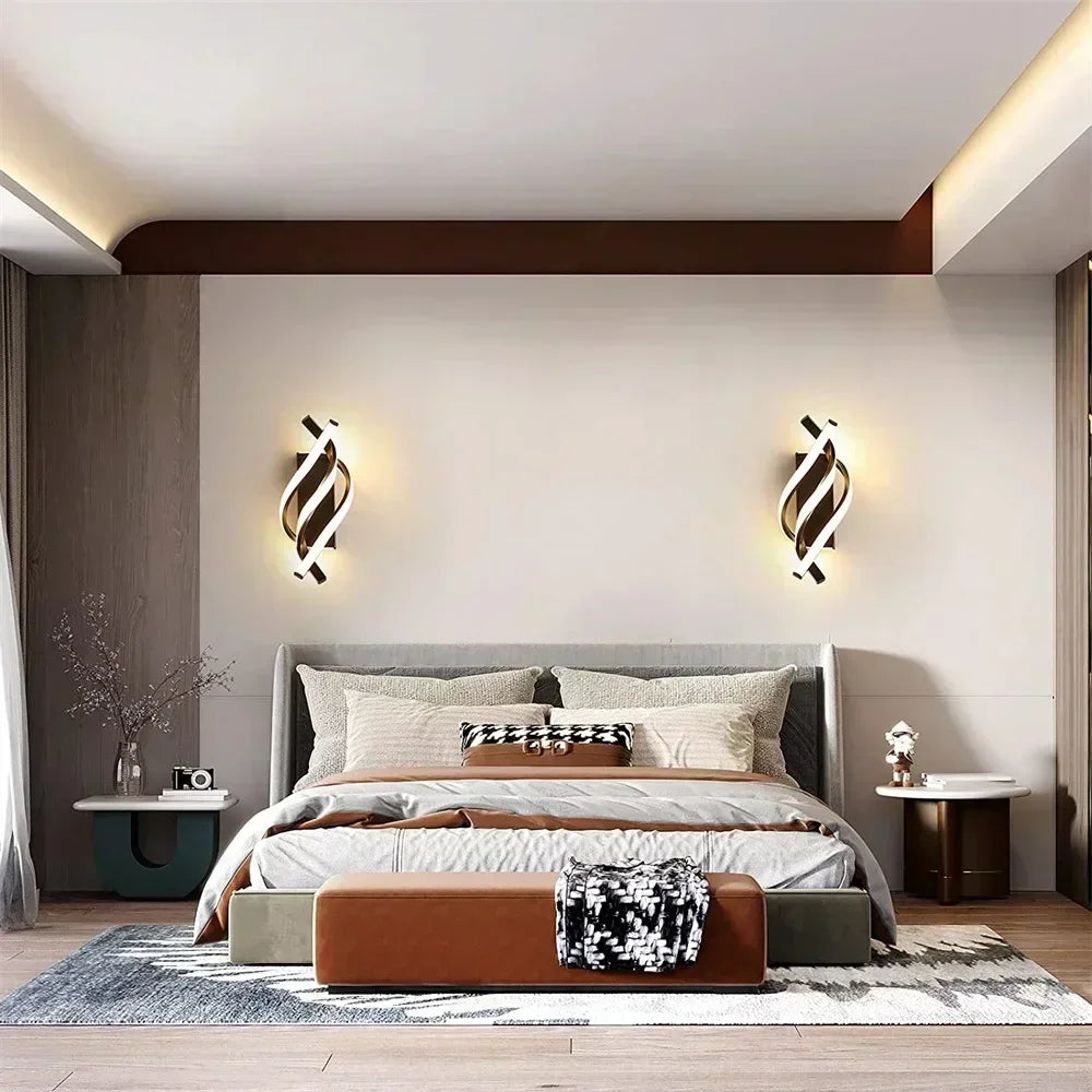 Spiral Wall Light with Warm Ambient Illumination