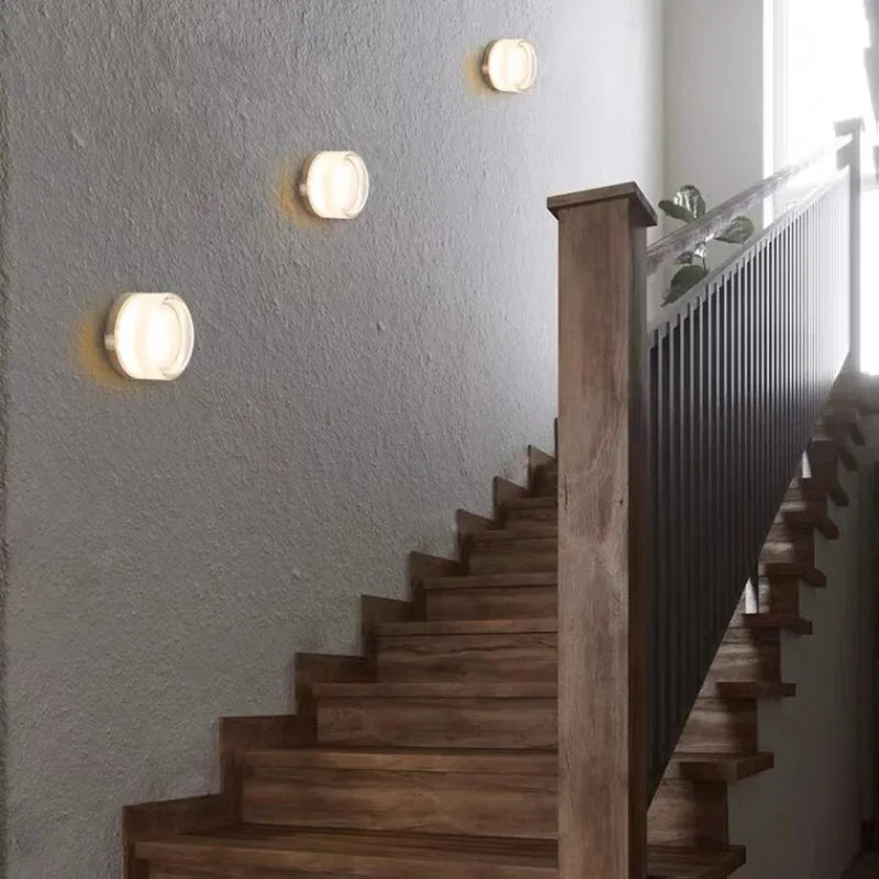 Modern Round Wall Lamp with Frosted Glass Shade