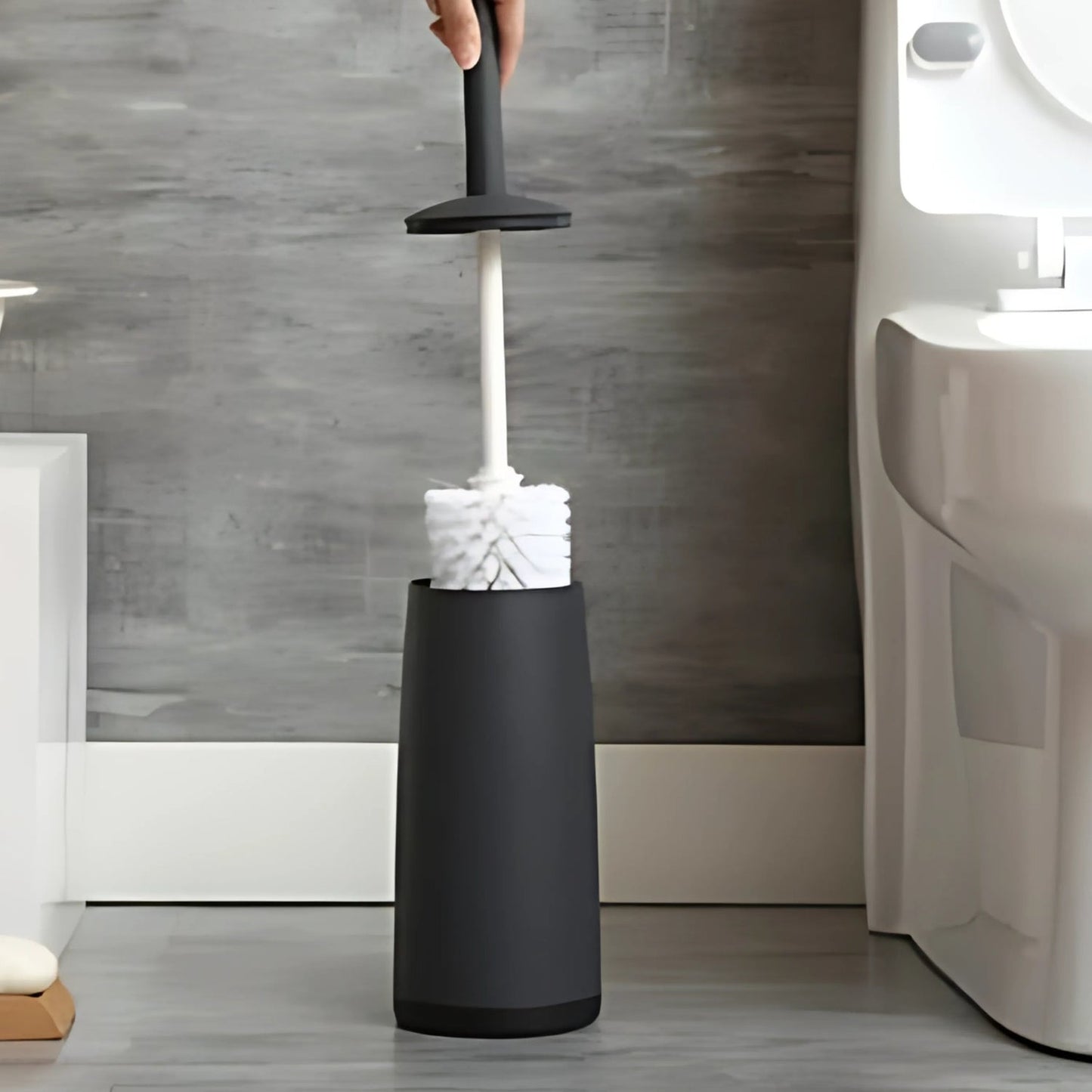 Modern Toilet Brush with Hidden Holder and Long Handle