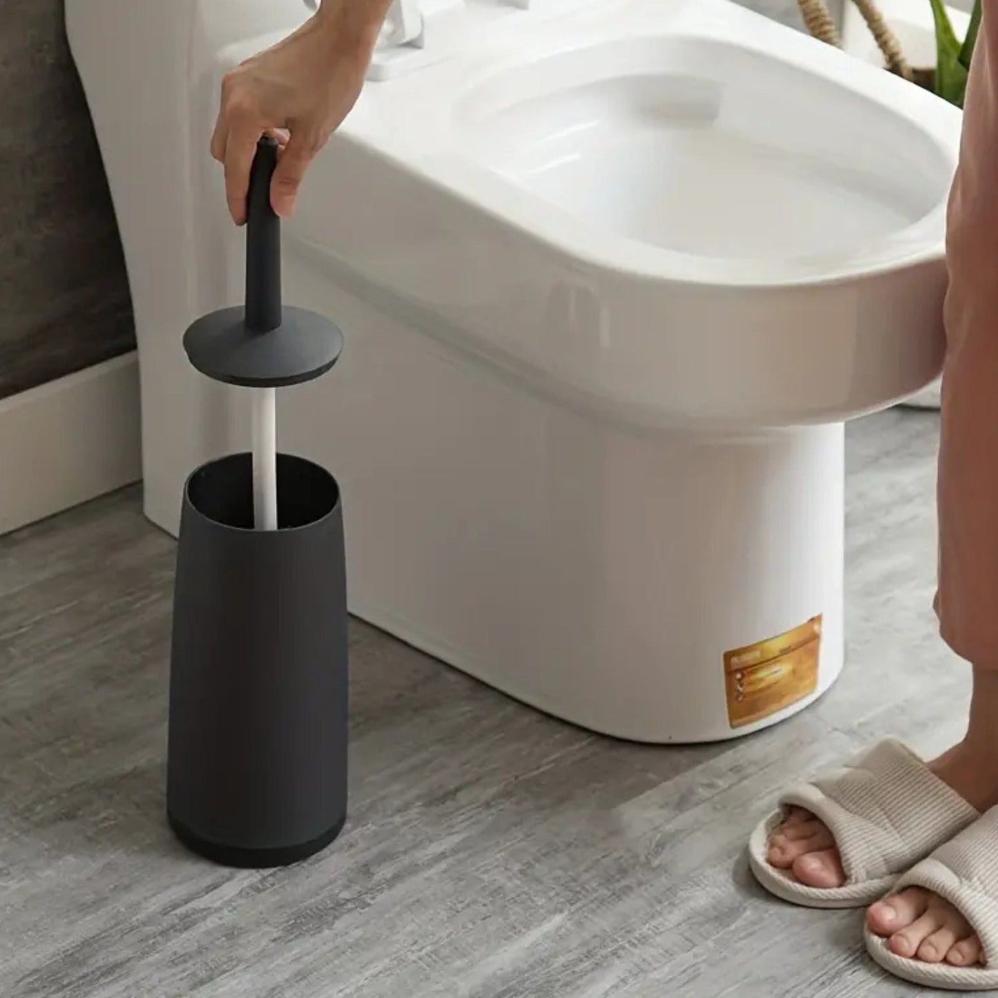 Modern Toilet Brush with Hidden Holder and Long Handle
